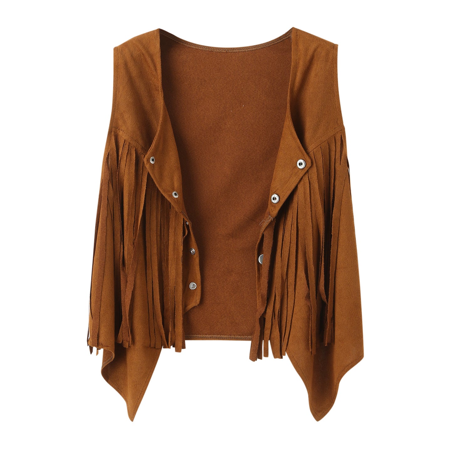 Women's Vintage Western Denim Fringed Sleeveless Jacket