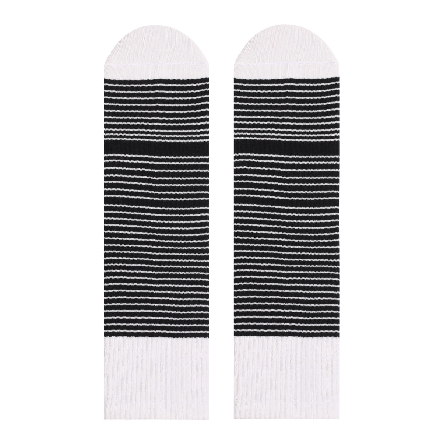 Unisex Black And White Striped Cat Print Socks
