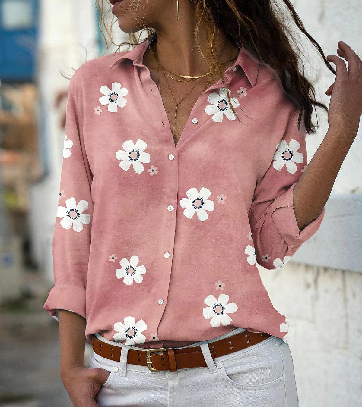 Women's Button Cardigan Floral Print Blouse