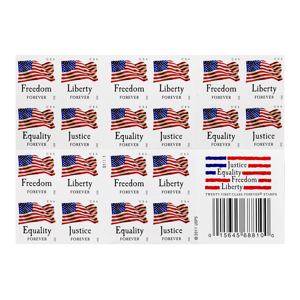 2012 USPS Forever Stamps "Four Flags" Flag and "Equality"