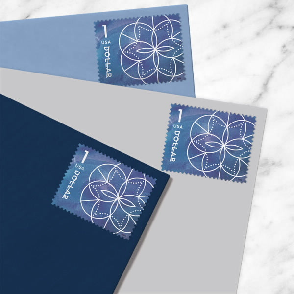 2024 USA New Blue $1 Floral Geometry Sheet of 10 Stamps