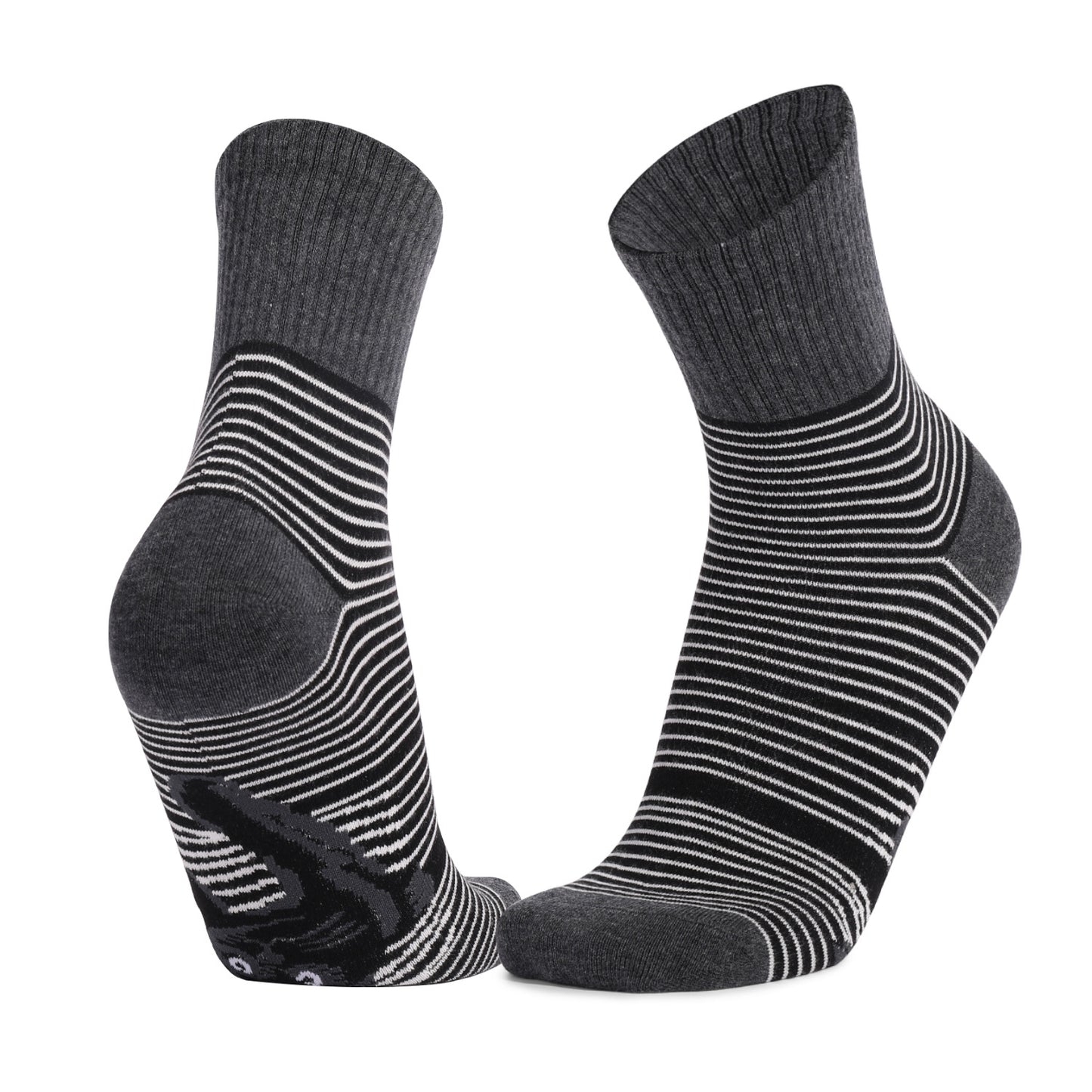 Unisex Black And White Striped Cat Print Socks
