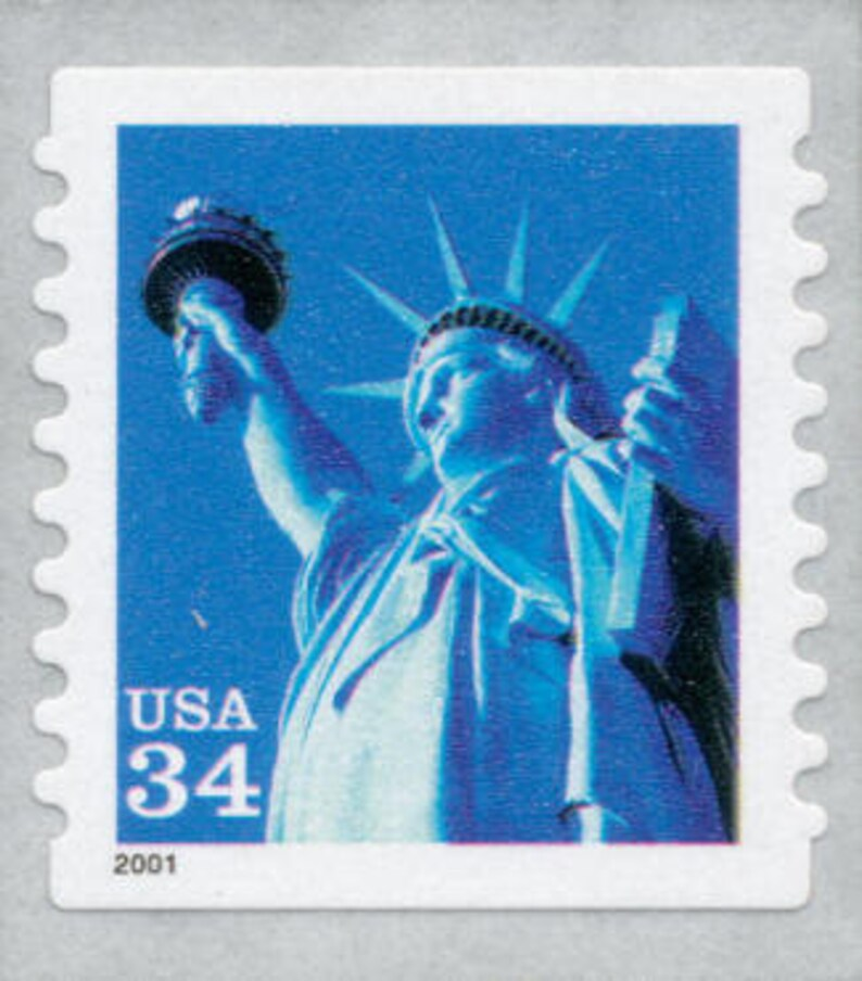2001 US 6x STATUE OF LIBERTY New York 34c Blue Postage Stamp