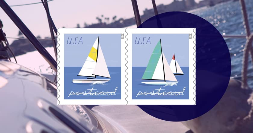 2023 US Sailboats Postcard Stamps (1 Roll (100 Stamps))