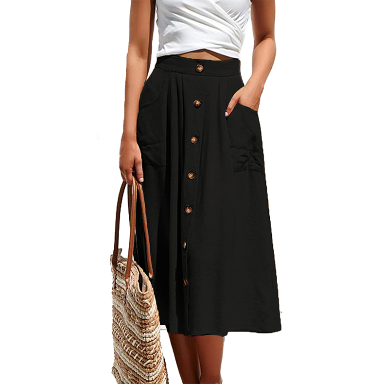 Women's Button Midi Skirt