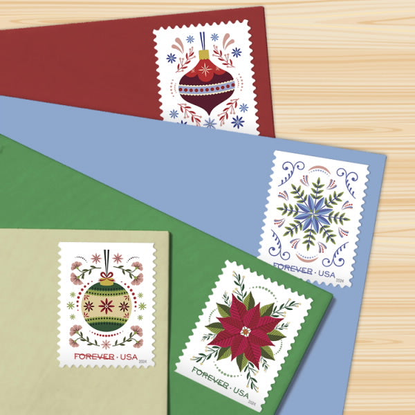 2024 USA Festive Holiday Joy Ornaments Forever Stamps