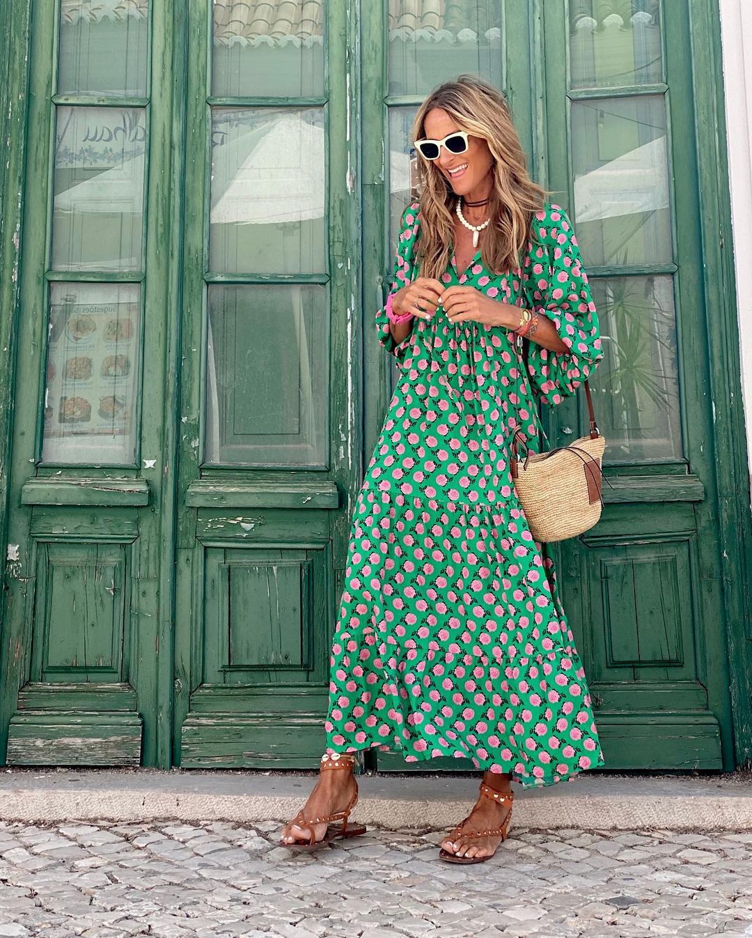 Women's Long Sleeve Spring Print Maxi Dress