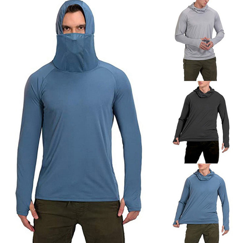 Men's UPF 50+ Professional Fishing Hoodie With Mask Anti-UV Sun Protection Clothes
