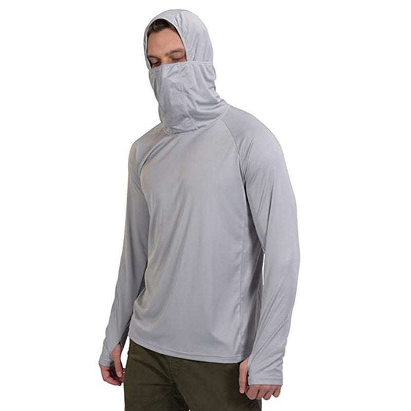 Men's UPF 50+ Professional Fishing Hoodie With Mask Anti-UV Sun Protection Clothes