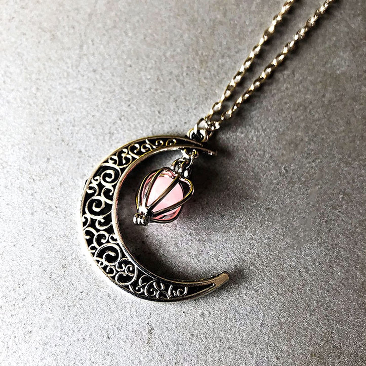 Halloween Spooky Hollow Moon Necklace Love Necklace