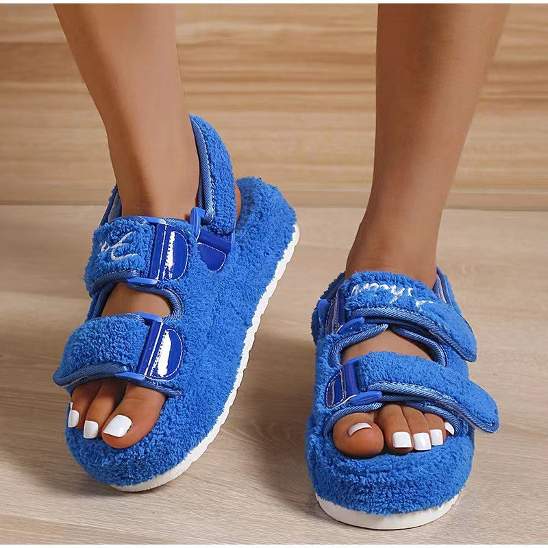 Women's Platform Shoes Retro Flat Fluffy Furry Casual Shoes