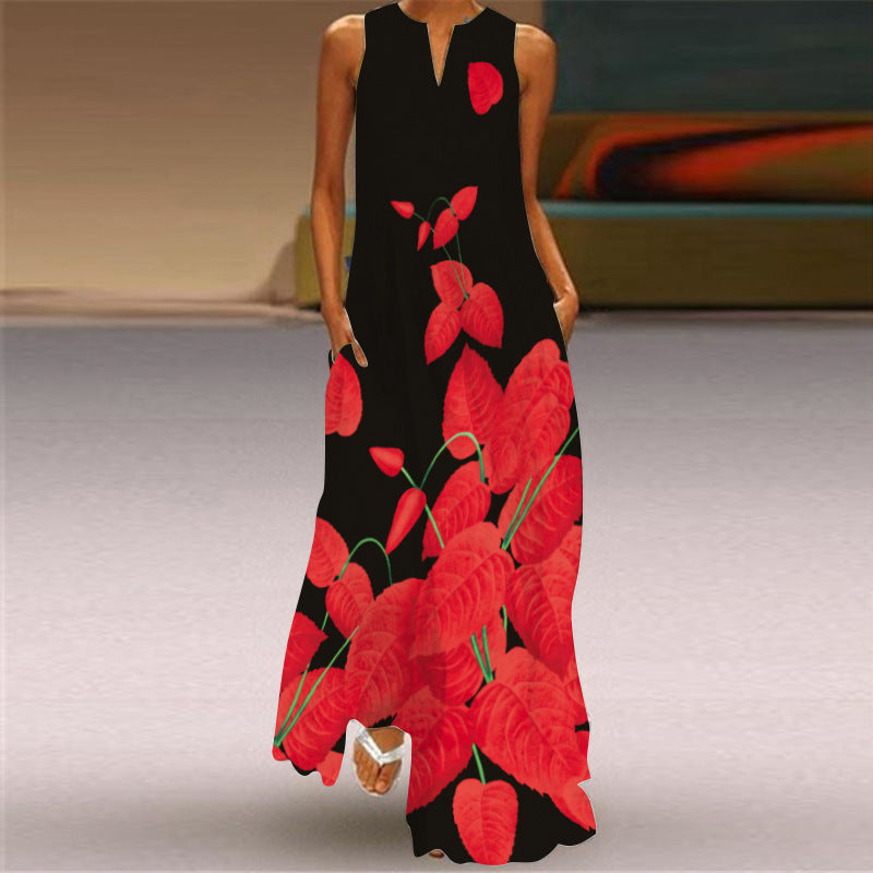 Women's Sleeveless Printed Maxi Dress