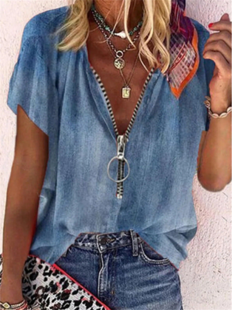 Women's Casual Printed Short Sleeve Top