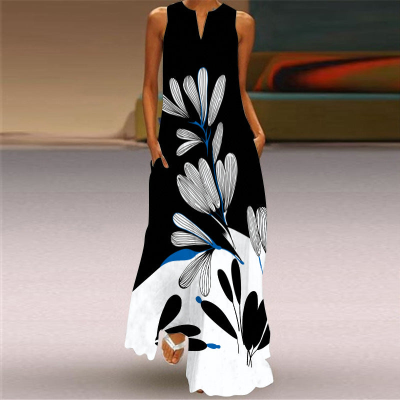 Women's Sleeveless Printed Maxi Dress