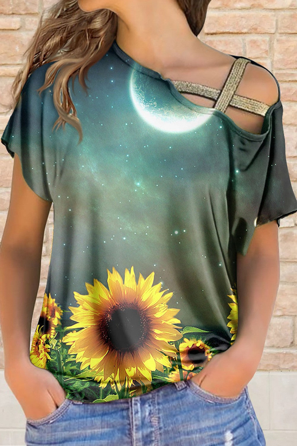 Women's Sunflower Print Casual T-Shirt