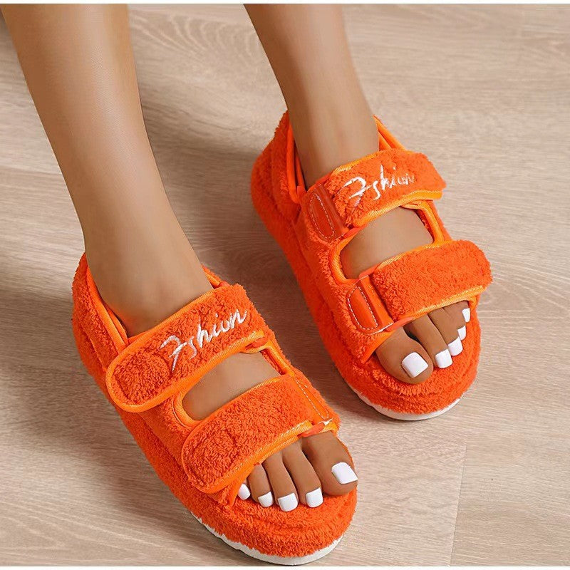 Women's Platform Shoes Retro Flat Fluffy Furry Casual Shoes