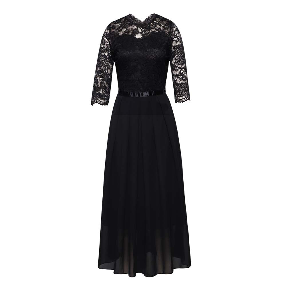 Women's Long Sleeve Lace Evening Dress Maxi Dress