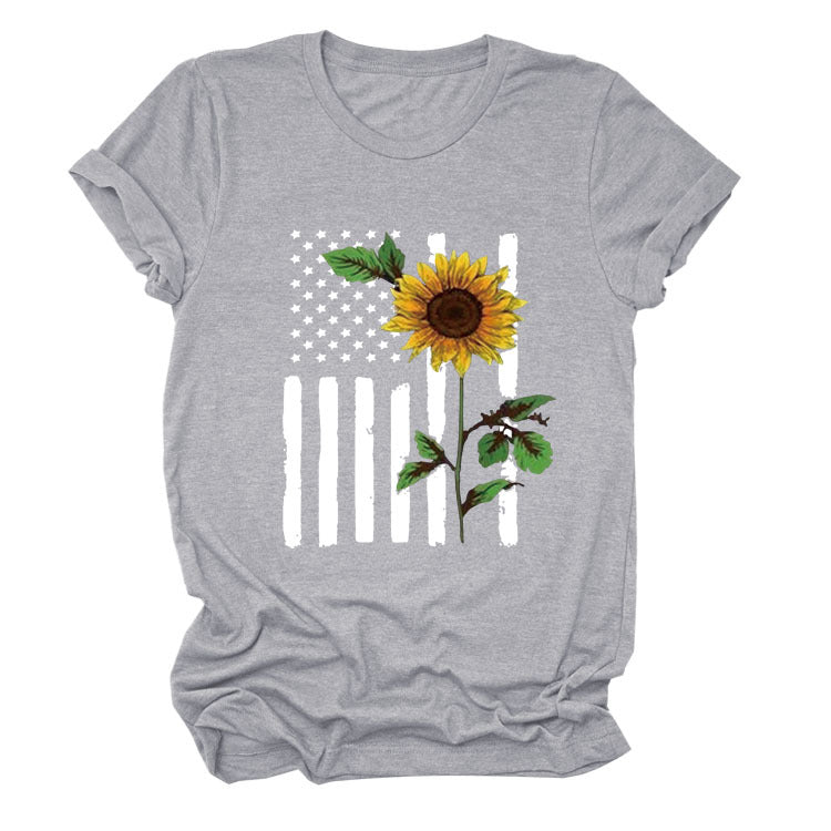 Women's Sunflower Print Short Sleeve T-Shirt