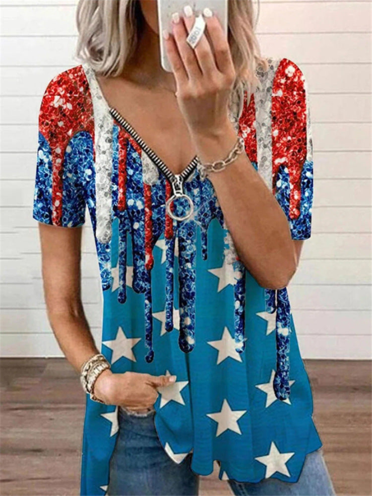 Women's Casual Printed Short Sleeve Top