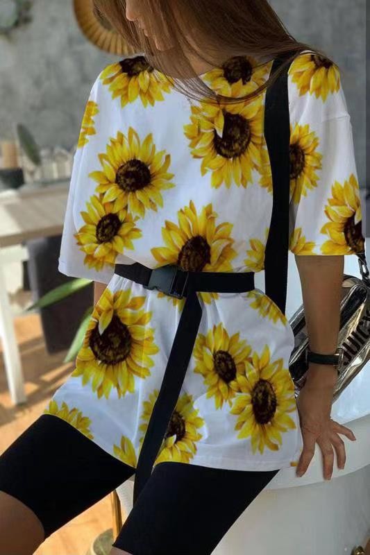 Women's Sunflower Print Casual T-Shirt