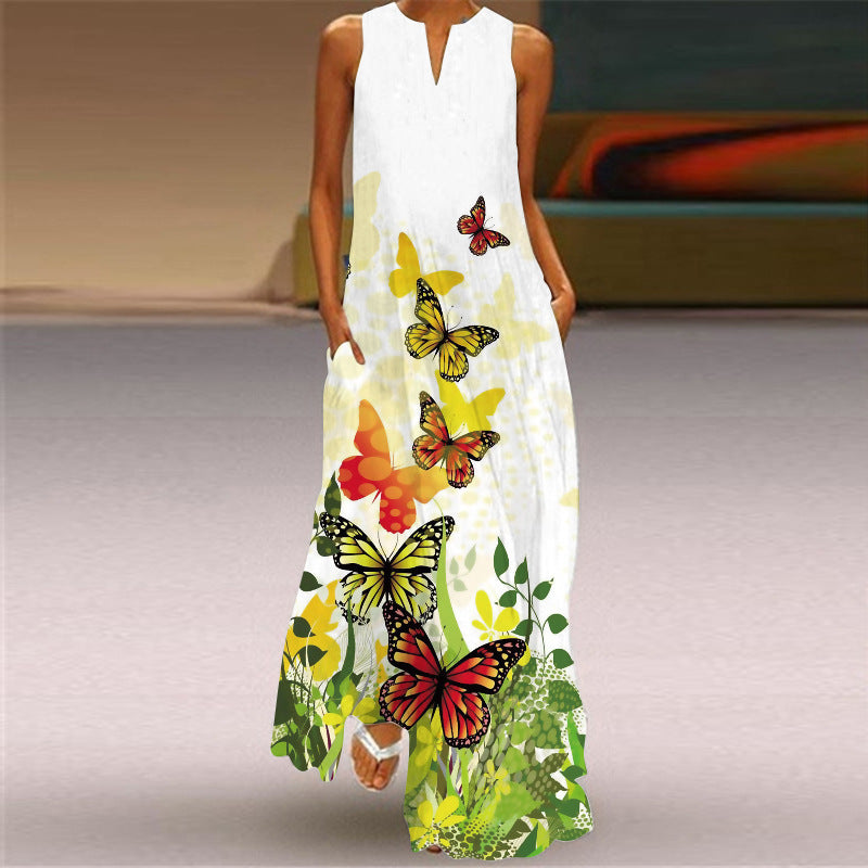 Women's Sleeveless Printed Maxi Dress