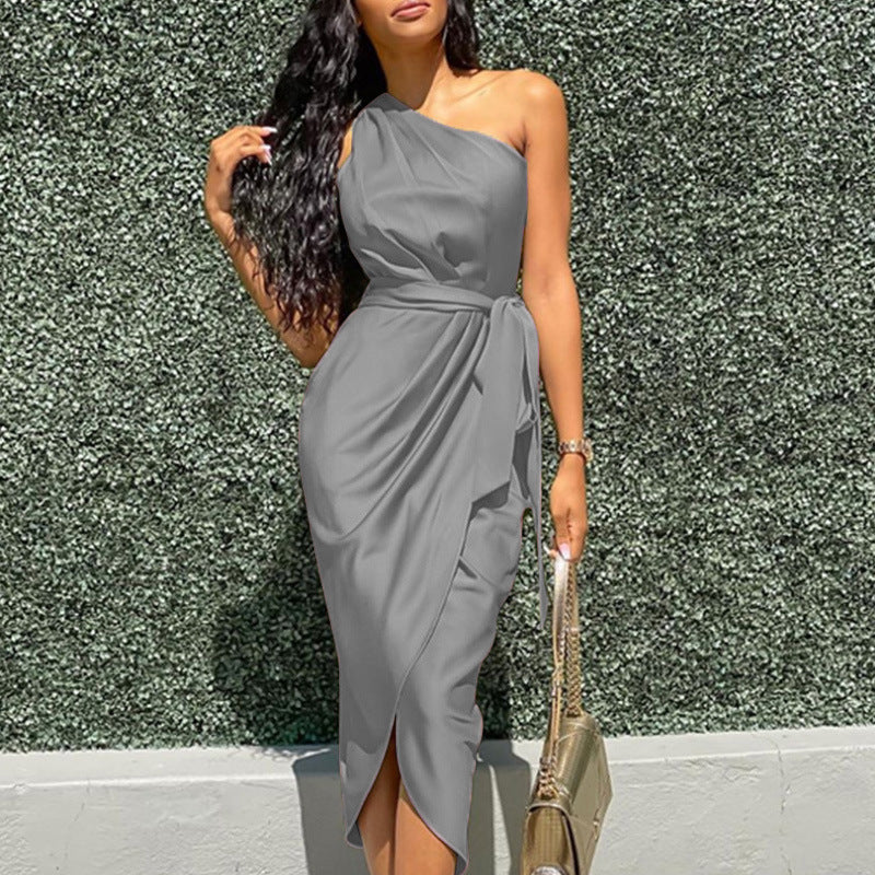 Women's Silk Shoulder Midi Dress