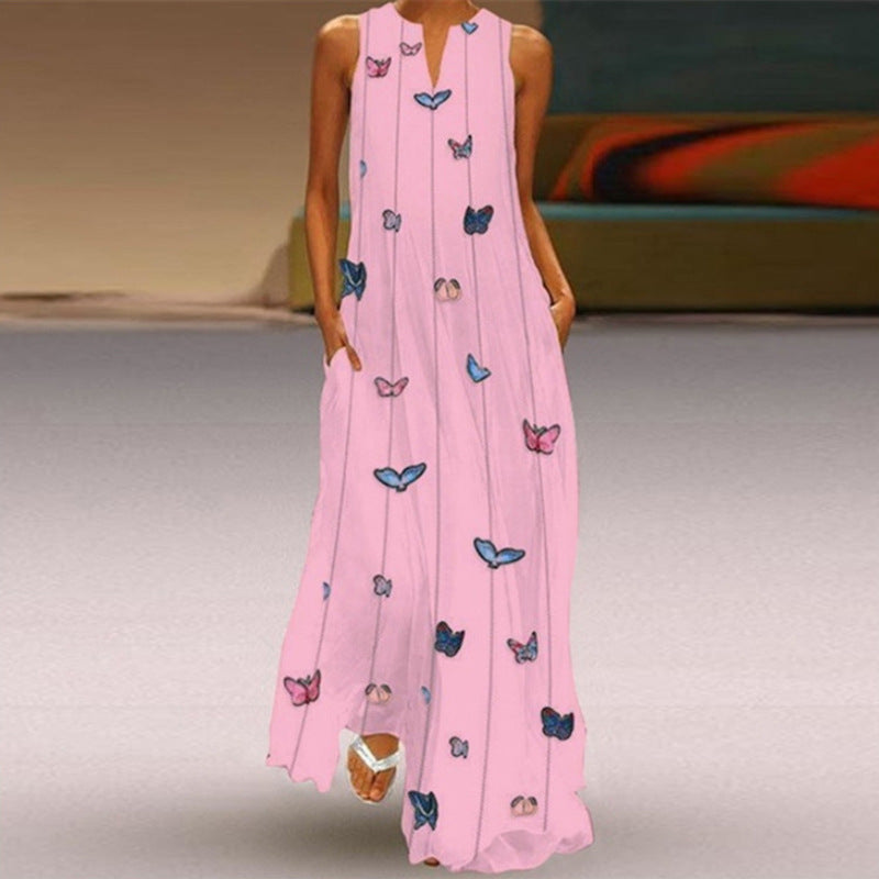Printed Sleeveless Woman Maxi Dress