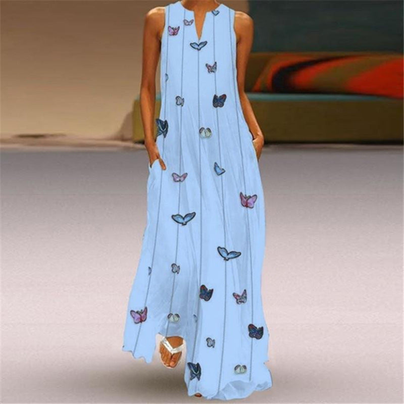 Printed Sleeveless Woman Maxi Dress