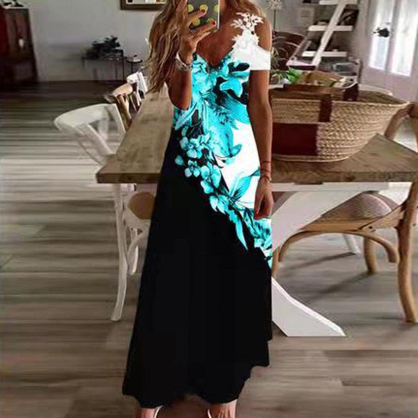 Women's Floral Print Sleeveless Maxi Dress