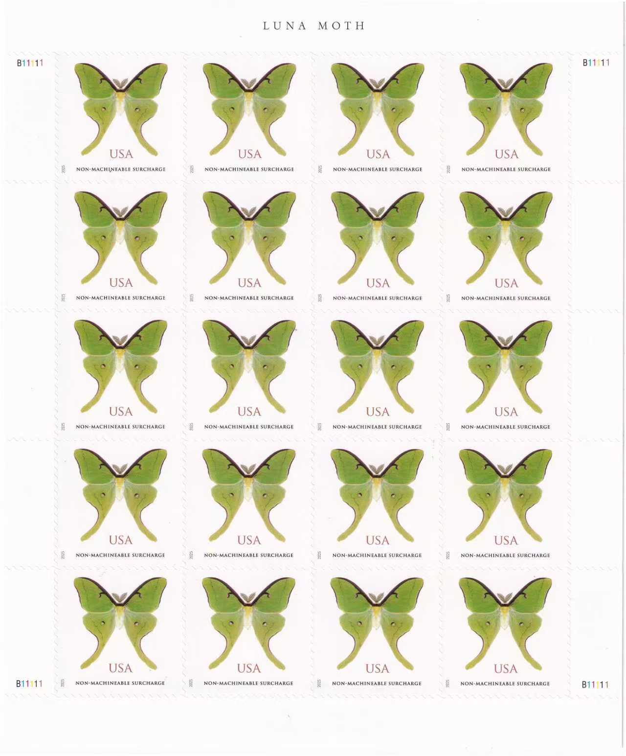 USA Luna Moth Non- Machinable Surcharge Stamps