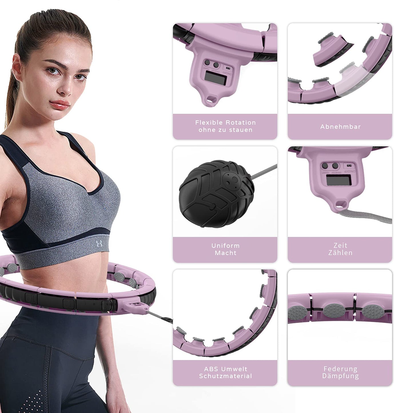 Adjustable Hula Hoop with Massage Knobs and 16 Removable Parts