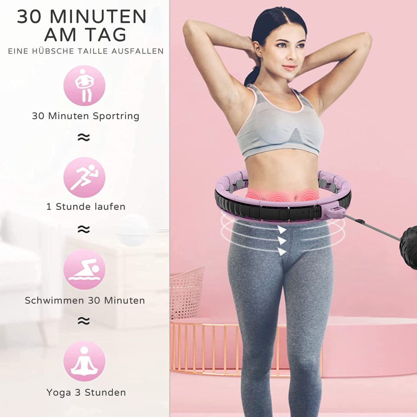 Adjustable Hula Hoop with Massage Knobs and 16 Removable Parts