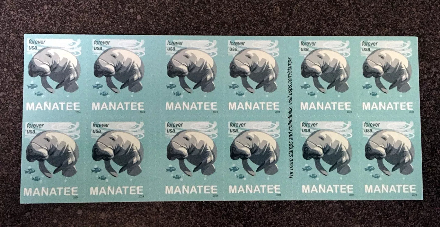 2024 US Save Manatees Booklet Of 20 Forever Postage Stamp