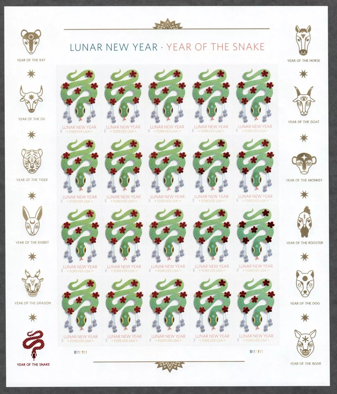 2025 Lunar New Year Of the Snake Forever Stamps