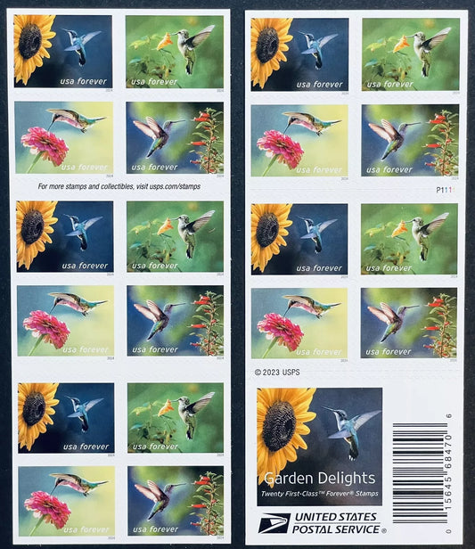 2024 US Garden Delights Postage Stamps Hummingbird Features
