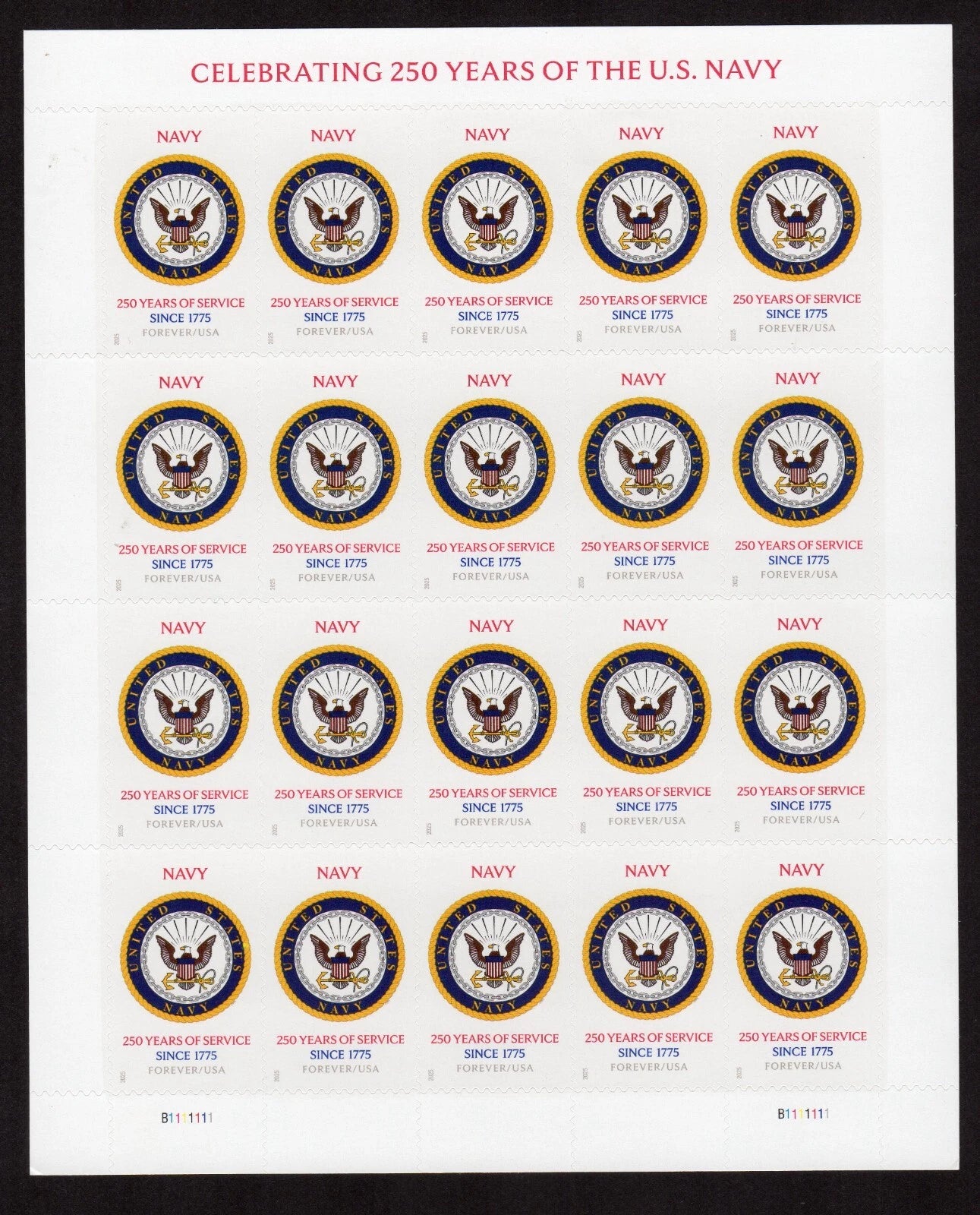 2025 US Navy 250th Anniversary Honors Forever Stamps