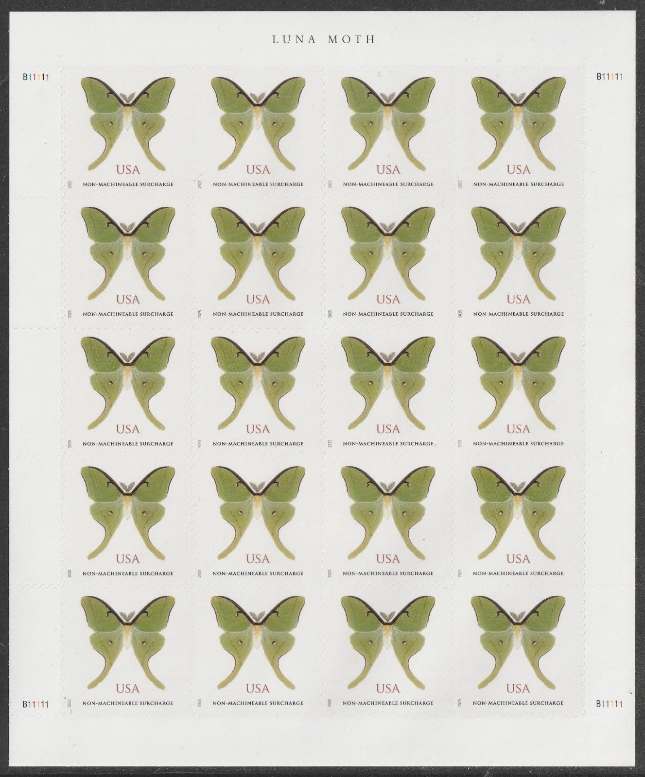 USA Luna Moth Non- Machinable Surcharge Stamps