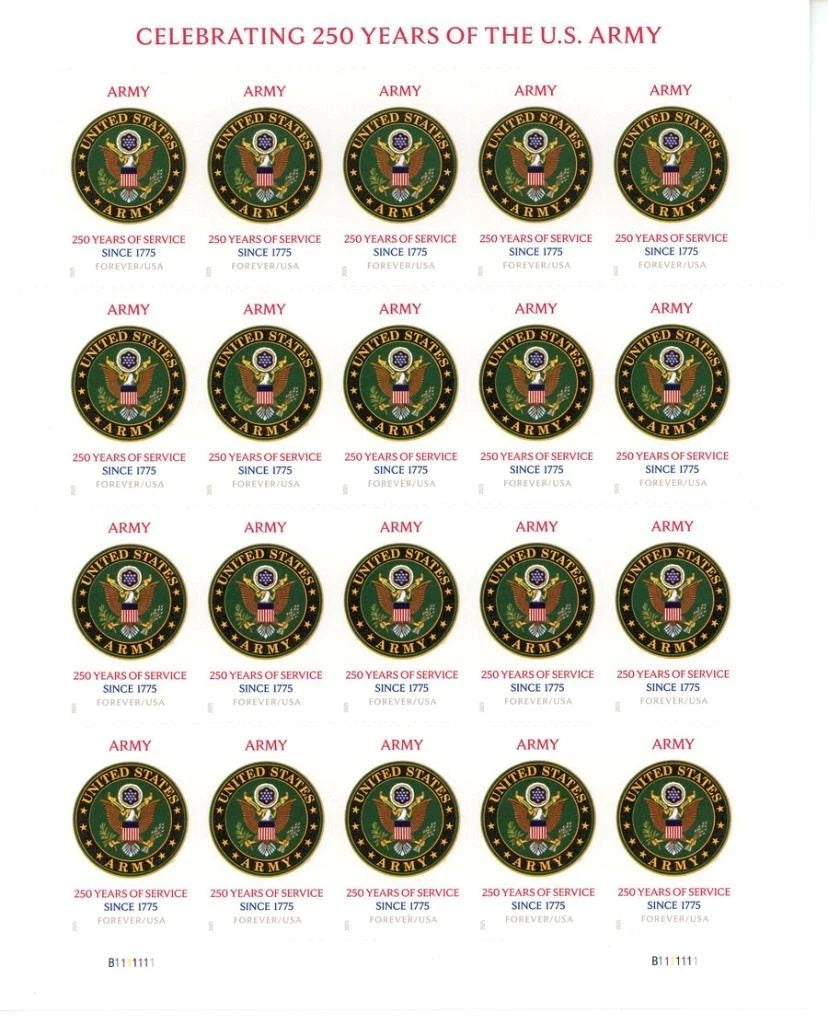 2025 US Army 250th Anniversary Honors Forever Stamps