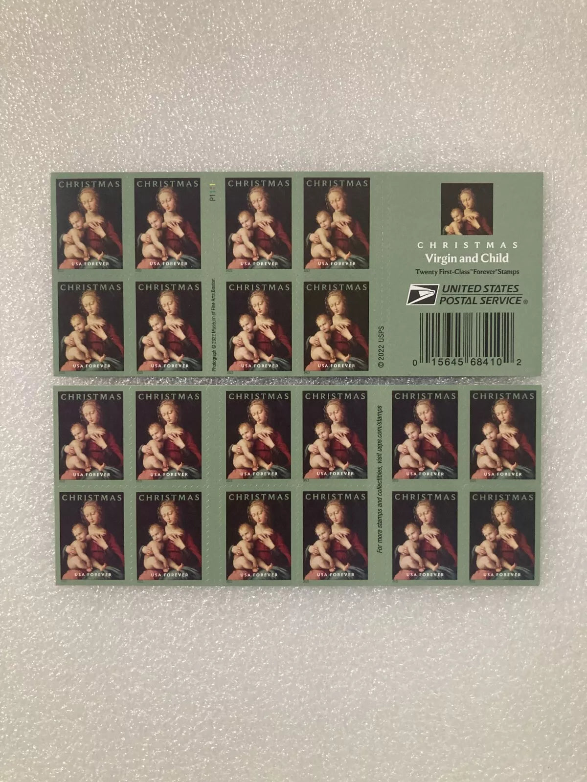 USA Christmas Virgin And Child Booklet Pane Of 20 Forever Stamps