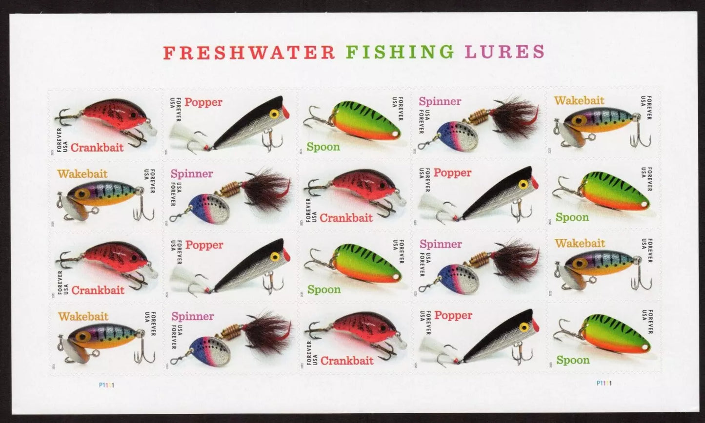 2025 USA Freshwater Fishing Lures Forever Stamps