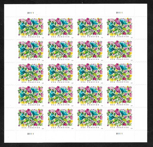 2024 USA Celebration Blooms Forever Stamps Abstract Flowers Stamps