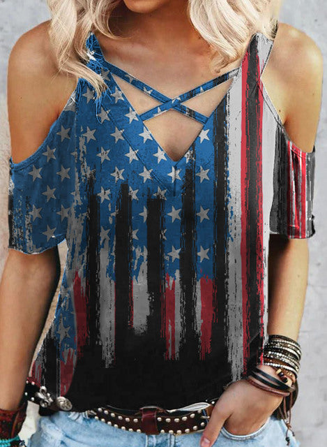 Sexy Cross Flag Print Tee