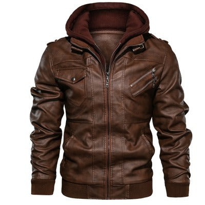Men's Winter Jacket Motorcycle Slim Warm Leather Jacket