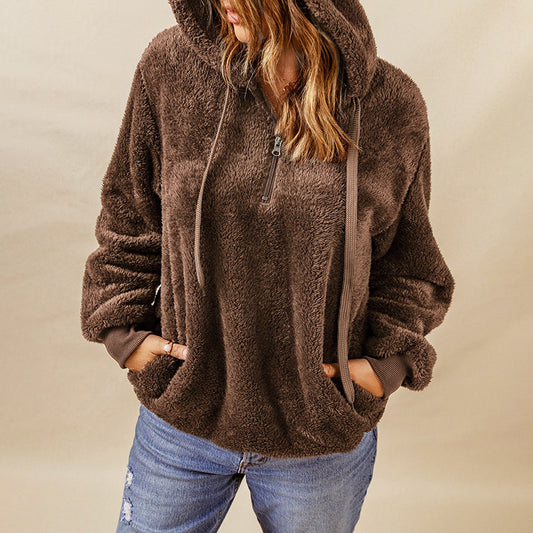 Women's Winter Plush Hooded Sweatshirt