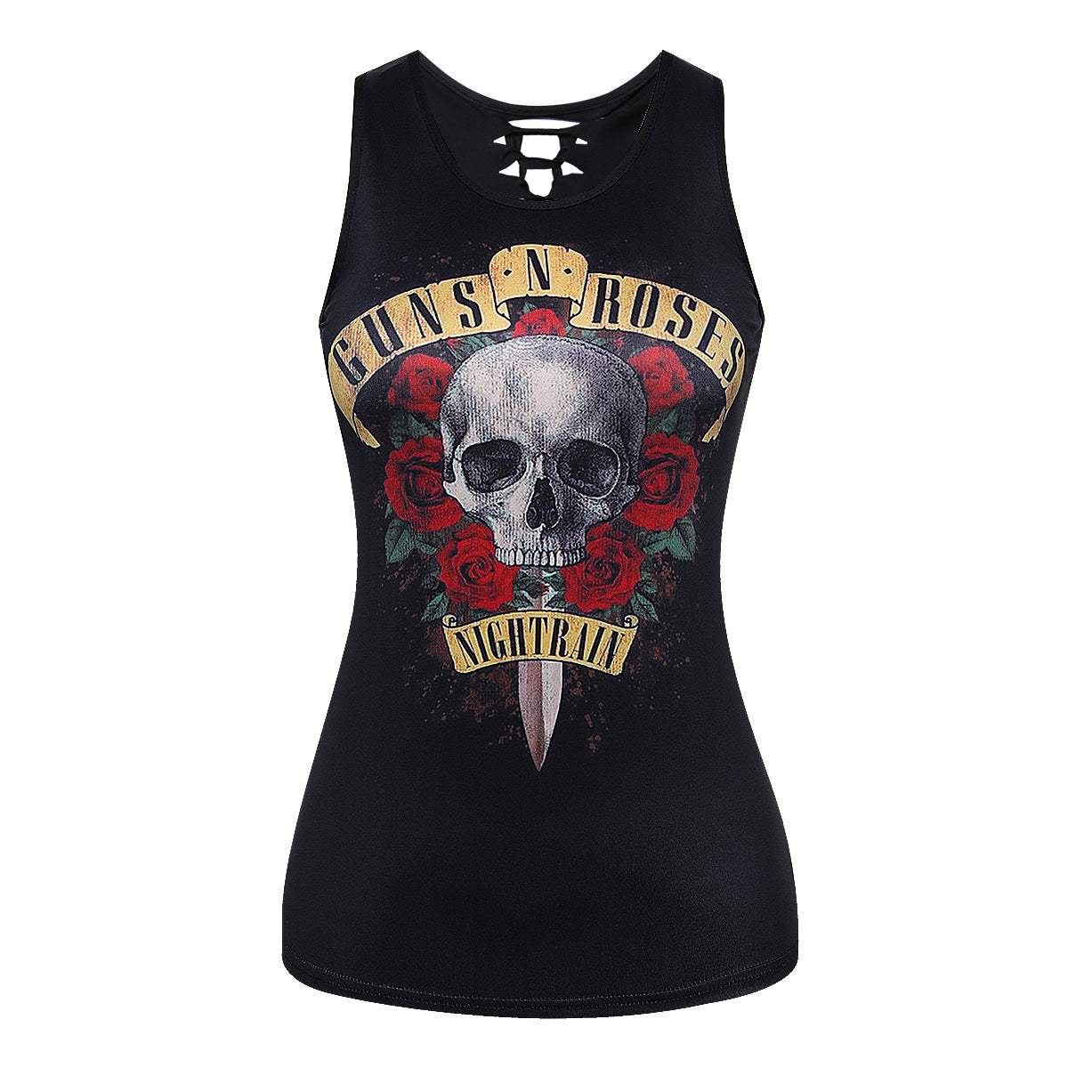 Women's Skull Print Back Hollow Tank