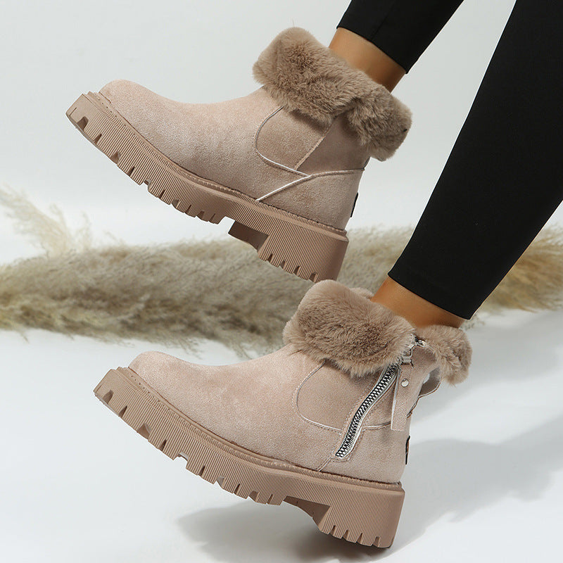 Women's Leather Plush Mid Boots