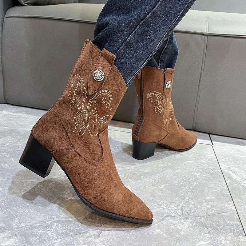 Women's Leather Embroidered Western Boots