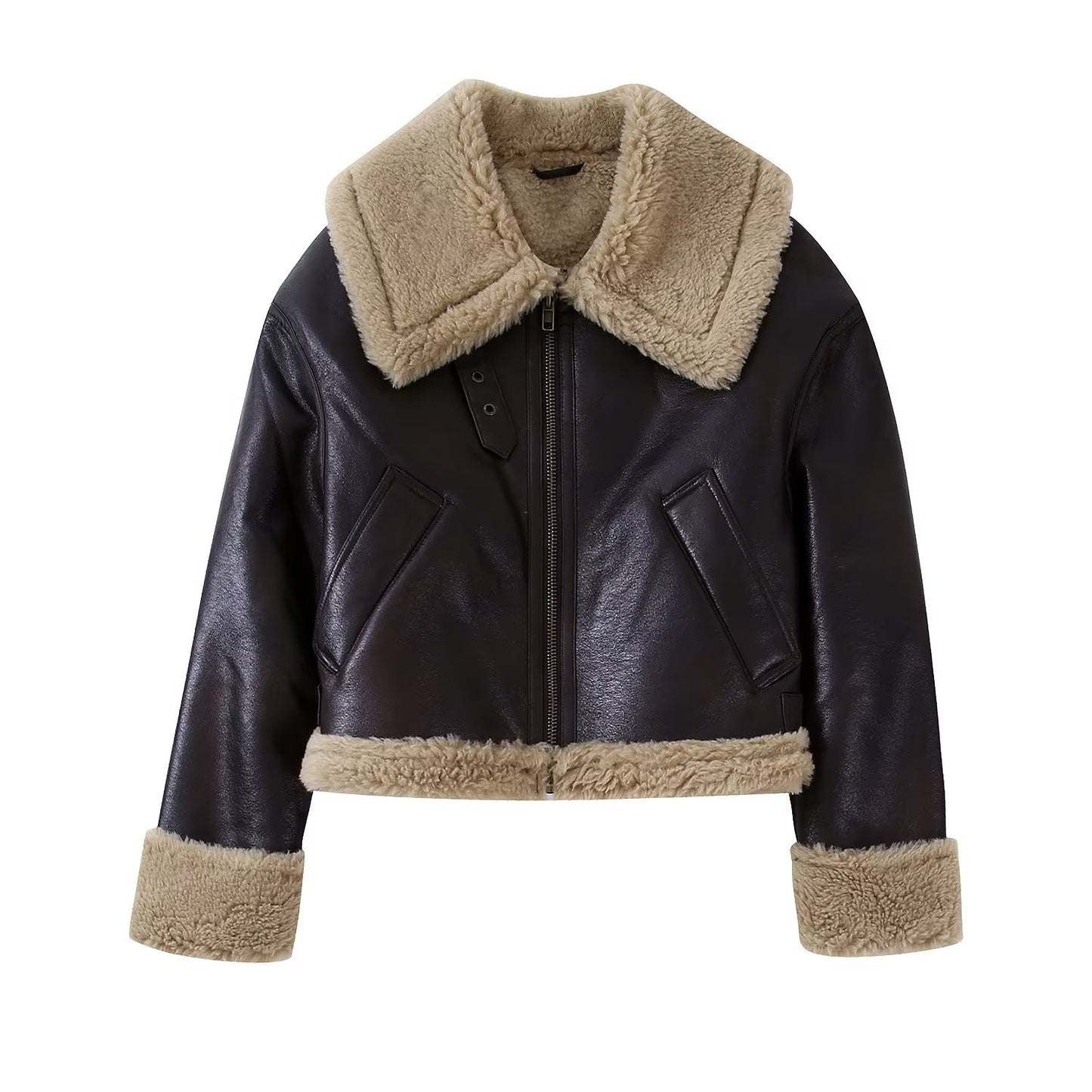Women's Fleece Leather Jacket