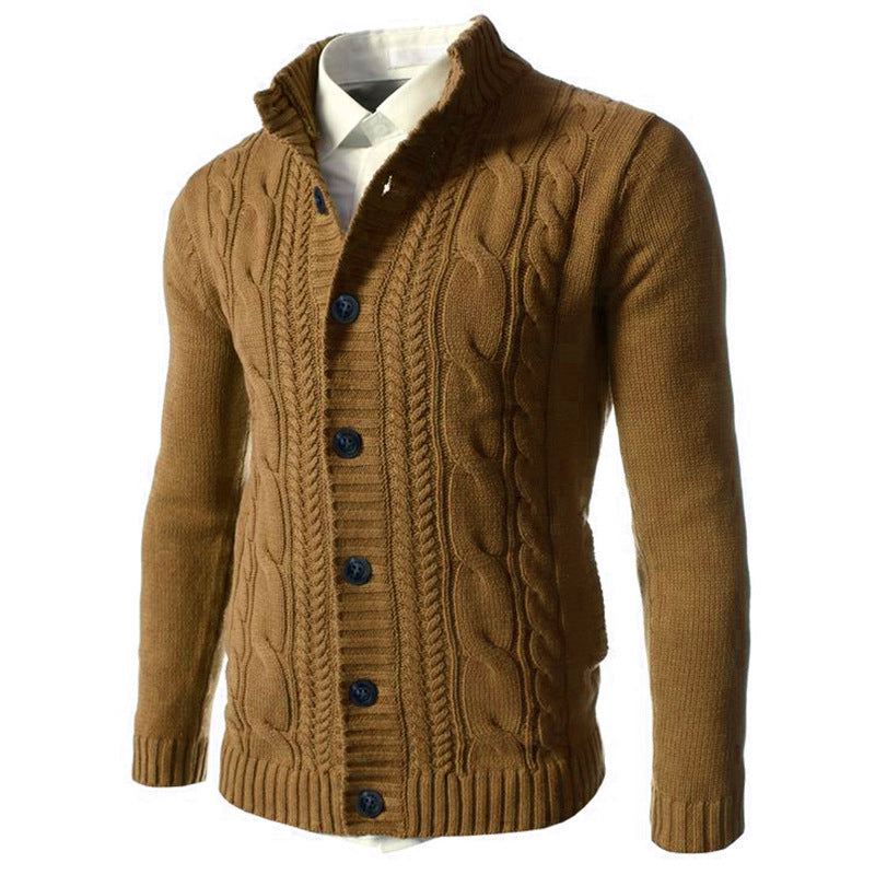 Men's Lapel Button Cardigan Sweater