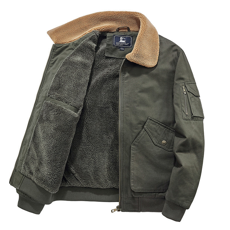 Men's Lapel Fleece Lamb Jacket